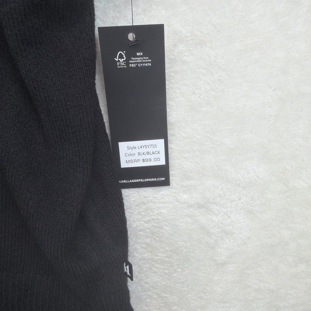 Karl Lagerfeld Paris C'est La Vie Embellished Ruffle Knit Top Black XL NWT - Picture 4 of 9